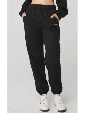 Alo Accolade Sweatpants Black High-Rise Waist Waisted Lounge Sweats Joggers Pant